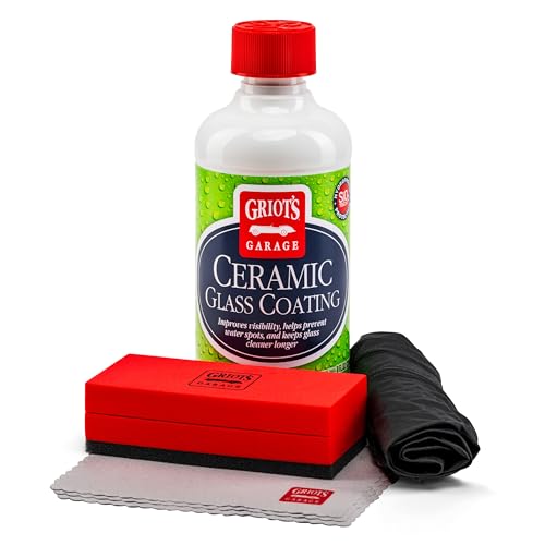 Griot's Garage Ceramic Glass Coating Kit for Car Detailing, Includes SiO2 Hydrophobic Protective Formula, Applicator Pad, and Towels, 10867