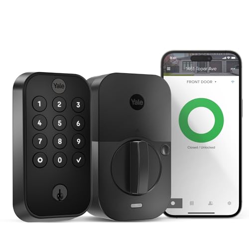 Yale Assure Lock 2 Keyless Entry Smart Deadbolt with Wi-Fi - Black Suede Electronic Door Lock with Keypad, Code Entry, Remote Access & Backup Key - Secure Smart Home Door Lock, YRD410-WF1-BSP