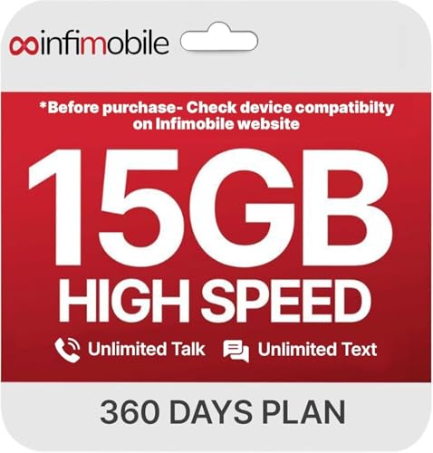 Infimobile Prepaid SIM Card – 18 Months Plan (12 + 6 Months Free 15GB/Month High-Speed Data | Unlimited Talk & Text | Nationwide 4G/5G Coverage | $175 ($9.7/Month)