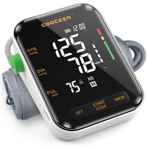 COOCEER Automatic Blood Pressure Monitor: X8 Digital Blood Pressure Machine Upper arm for Home use with Adjustable BP Cuff(8.7-16.5") - Large Backlit Display (Black)
