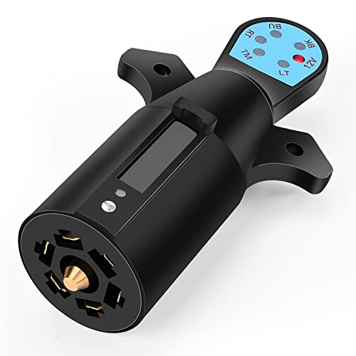 Nilight 7 Pin Male Trailer Round RV Blade Connector Socket 7 Pole Plug Heavy Duty 7 Way Vehicle Side Replacement 6-24V for Tow Hitch Car Boat Truck