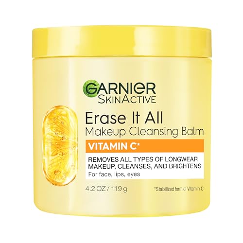 Garnier Erase It All Makeup Cleansing Balm with Vitamin C, Brightening Facial Cleanser and Makeup Remover, 4.2 Oz