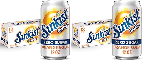 Sunkist Zero Sugar Orange Soda | 12 fl. oz. Cans | 12 Pack | Pack of 2