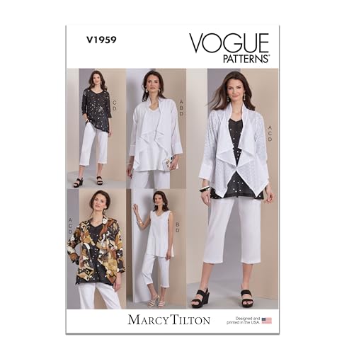Vogue Misses' Loose-Fitting Jacket, Tunics and Pants Sewing Pattern Packet by Marcy Tilton, Design Code V1959, Sizes 8-10-12-14-16