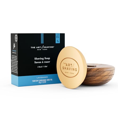 The Art of Shaving Shave Soap with Reusable Wooden Bowl – Rich Lather Restores Hydration & Protects Against Razor Burn & Post-Shave Irritation – Dermatologist-Reviewed – Lavender, 3.3 oz