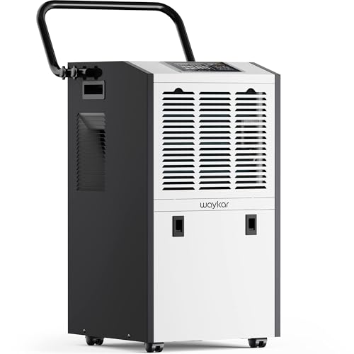 Waykar 155 Pints Large Commercial Dehumidifier with Drain Hose and Water Tank, Industrial Dehumidifier in Large Space up to 8000 Sq. Ft for Home, Basements, Whole House, Library