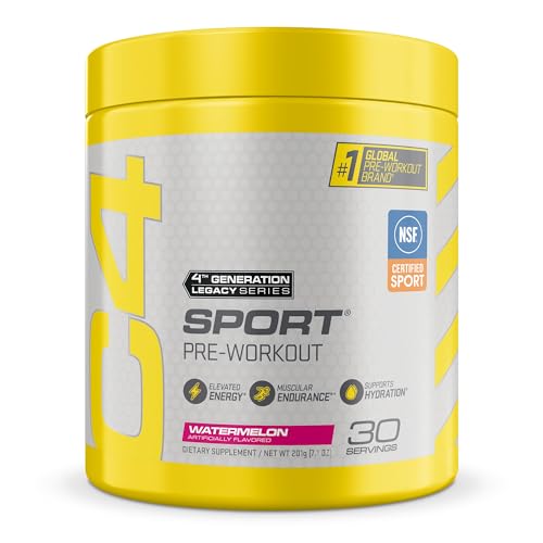 Cellucor C4 Sport Pre Workout Powder Watermelon - NSF Certified for Sport + Preworkout Energy Supplement for Men & Women - 135mg Caffeine + Creatine Monohydrate - 30 Servings