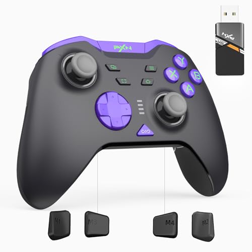 PXN P5 8K Wireless Gaming Controller, Capacitive Joystick, 2.4G PC Controller, Hall Triggers, Dual Vibrators, APP, 4-Macro, 3-Mode(2.4G/BT/SW), for PC,Switch,Android,iOS