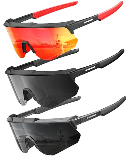 QALLY Polarized Sport Sunglasses Men Women Bike Sunglasses for Men Cycling UV Protection Baseball Running 3 Packs