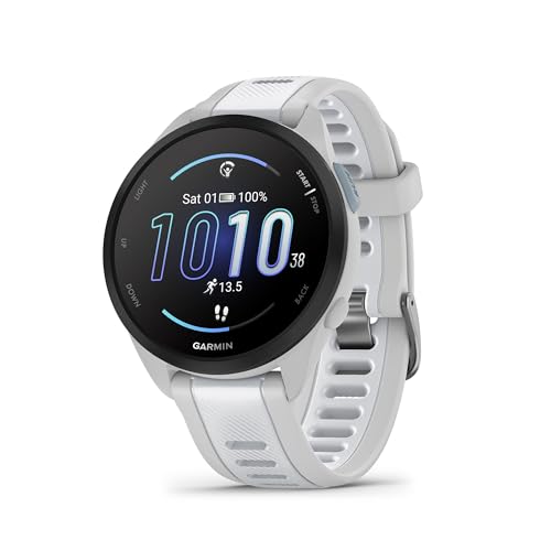 Garmin Forerunner 165, Running Smartwatch, Colorful AMOLED Display, Training Metrics and Recovery Insights, Whitestone