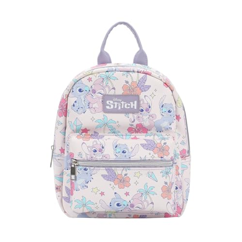 Disney Tropical Stitch And Angel Pink All-Over Print 11.5" Mini Backpack