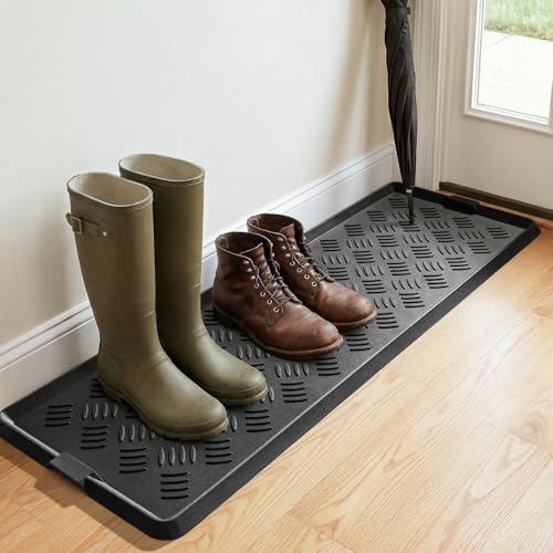 tchdio Extra Large Boot Tray Rubber Boot Tray, Non Slip Shoe Tray for Entryway, Multipurpose Boot Mat Tray, Durable Entryway Mud Mat Tray for Front Door Mat, 16x47.5 Inches