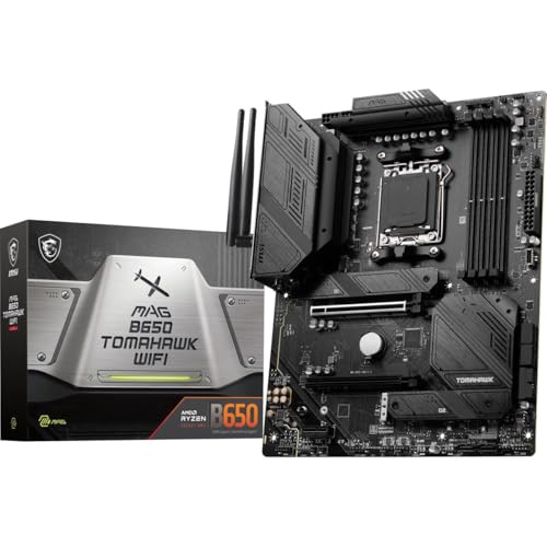 MSI MAG B650 Tomahawk WiFi Gaming Motherboard (AMD Ryzen 9000/8000/7000 Series Processors, AM5, DDR5, PCIe 4.0, M.2, SATA 6Gb/s, USB 3.2 Gen 2, HDMI/DP, Wi-Fi 6E, Bluetooth 5.3, 2.5Gbps LAN, ATX)