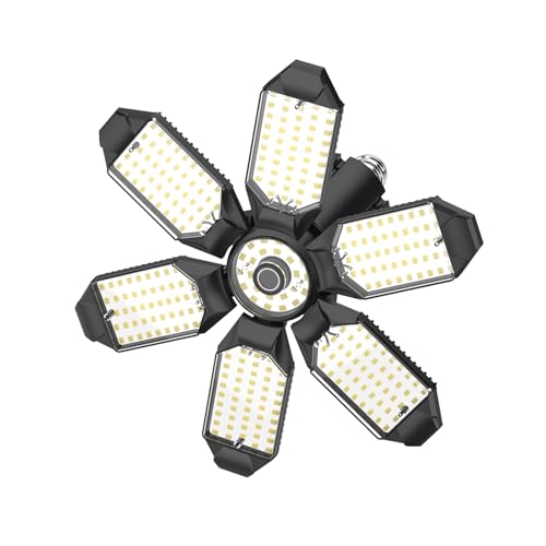 LUCORUSC Led Garage Lights 1 Pack 200W Super Bright Ceiling Led Shop Lights, 6500K, 22000LM Deformable Garage Light Ideal for Basement, Attic and Workshop Commercial Bay Lighting
