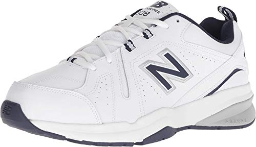 New Balance Men's 608 V5 Casual Comfort Cross Trainer, White/Navy, 8.5
