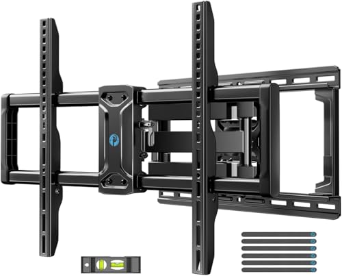 Pipishell Full Motion TV Wall Mount for 42-85 inch LED TVs up to 132lbs, Fits 65 75 Inch Swivel TV Mount Bracket with Articulating Arms, Max VESA 600x400mm, Fits 12” 16" Wood Studs