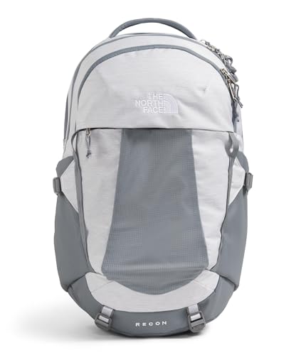 The North Face Women's Recon Everyday Laptop Backpack - Commuter Travel Bag, 18" Laptop Sleeve, Water-Repellent, TNF White Metallic Mélange/Mid Grey-NPF, One Size