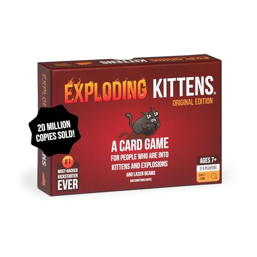 Exploding Kittens Original Edition - 2-5 Players - Ages 7+ - 15 Minutes to Play - High Stakes Card Game - Party Game, Family Game Night, Kid and Adult Card Game
