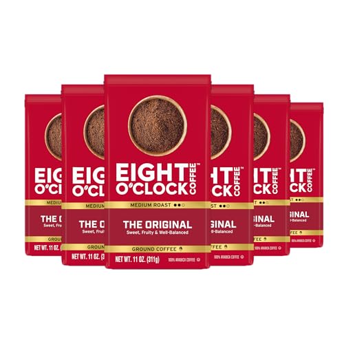 Eight O'Clock Coffee The Original, Medium Roast Ground Coffee 100% Arabica, Sweet, Fruity, Well Balanced, 11 Ounce (Pack of 6)