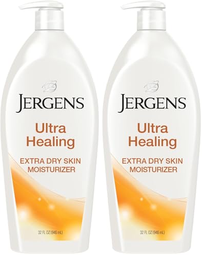 Jergens Ultra Healing Dry Skin Lotion, Hand and Body Moisturizer for Quick Absorption into Extra Dry Skin with Hydralucence Blend, Vitamins C, E and B5, White, 32oz (Pack of 2)
