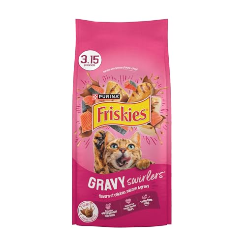 Purina Friskies Gravy Swirlers With Flavors of Chicken, Salmon and Gravy Dry Cat Food - 3.15 lb. Bag