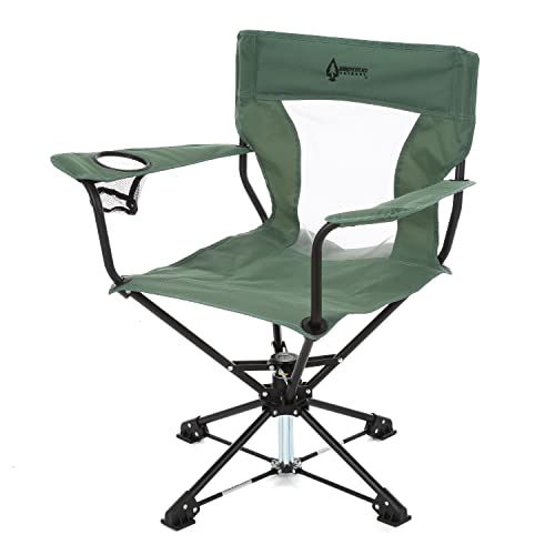 ARROWHEAD OUTDOOR 360° Degree Swivel Hunting Chair Stool Seat, Perfect for Blinds, No Sink Feet, Supports up to 450lbs, Carrying Case, Steel Frame, Fishing, High-Grade 600D Canvas, USA-Based Support