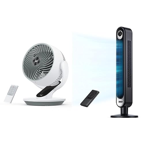 Dreo Oscillating Fan for Bedroom, 9 Inch Quiet Table Fans for Home Whole Room & Tower Fan 42 Inch, Cruiser Pro T1 Quiet Oscillating Bladeless Fan 6 Speeds, 4 Mode