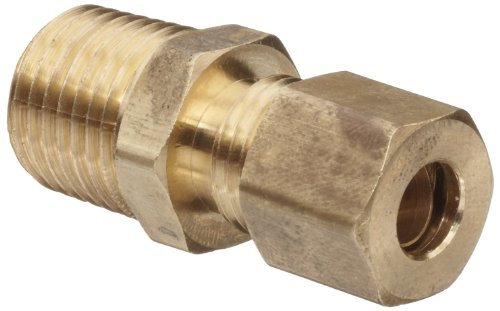 Anderson Metals - 50068-0404 Brass Tube Fitting, Connector, 1/4" Compression x 1/4" Male Pipe, Copper