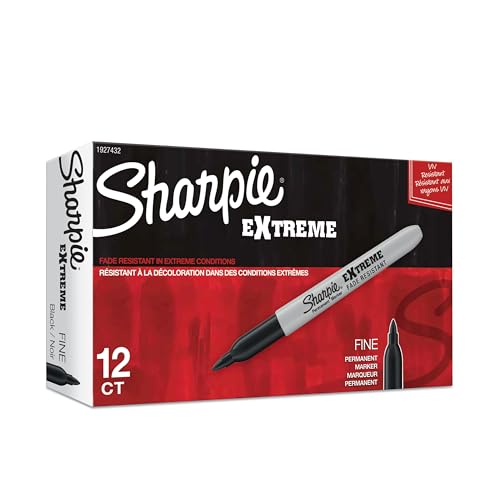 Sharpie Extreme Permanent Markers, Fine Point, Black, 12 Count - Fade Resistant