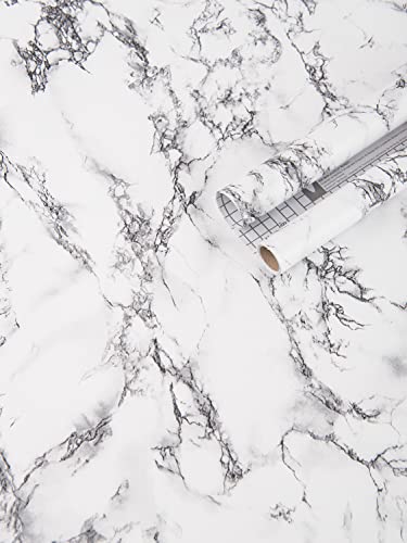 Art3d 15.8" x 120" (Pack of 1) Wall Panel Marble, Black/White