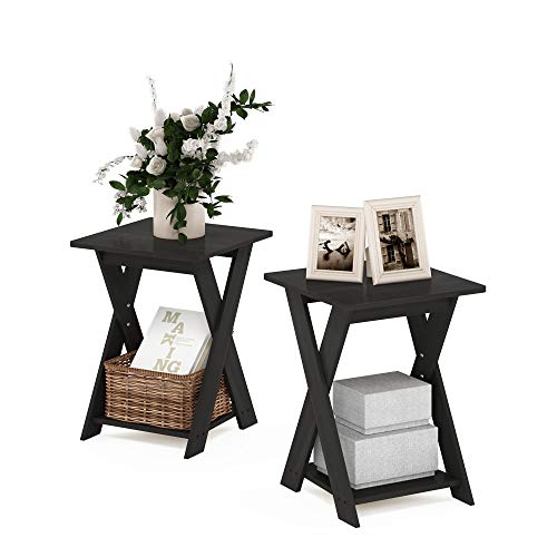 FURINNO Modern Simplistic End Table Set, 2-Pack, Espresso