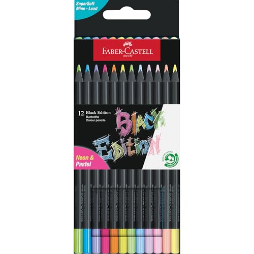 Faber-Castell Black Edition Colored Pencils, Neon & Pastel, Easter Basket Stuffer Supplies