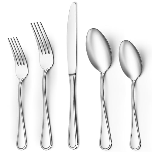 BEWOS Silverware Set for 4-20 Piece Stainless Steel Flatware Set Including Spoons, Forks, Knives, Mirror Polished Flatware for Home, Kitchen, Restaurant, Dishwasher Safe