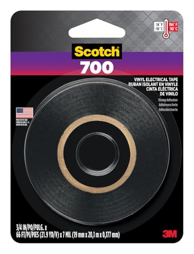 Scotch 3M 700 Electrical Tape, 3/4 in x 66 ft x 7 mil, Vinyl Insulating Tape for Excellent Mechanical Protection, for Primary Insulation Up to 600V, for Indoor and Outdoor Use (03429NA)
