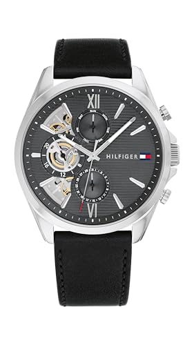 Tommy Hilfiger Men's Quartz Multifunction Watch - Leather Strap - 5ATM/50 Meters Water Resistance - A Timeless, Modern Classic - Gift for Him - 43.5mm