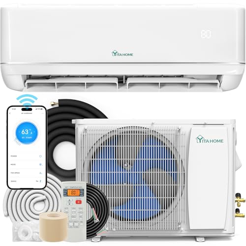 YITAHOME 18000 BTU Mini Split Air Conditioner Heat Pump System, WiFi Enabled 21 SEER2 208-230V Inverter Ductless AC Compatible with Alexa, Cool Up to 1250 Sq. Ft, Complete Installation Kit, 1.5 Ton