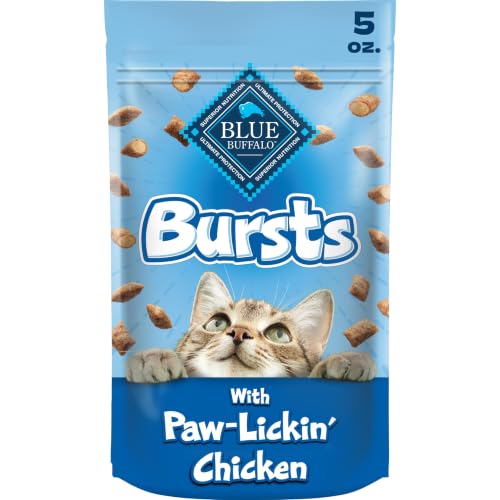 Blue Buffalo Bursts Paw-Lickin' Chicken Crunchy & Creamy Cat Treats, Great for Training, Made with Real Chicken, Natural Cat Treats Enhanced with Vitamins, Minerals & Other Nutrients, 5 oz.