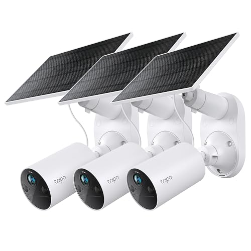 Tapo SolarCam 1080p Outdoor Wireless Security Camera, Battery Power with Solar, Person Detection, Subscription-Free Local Storage/Optional Cloud, Works with Alexa & Google Assistant, C402 KIT(3-Pack)