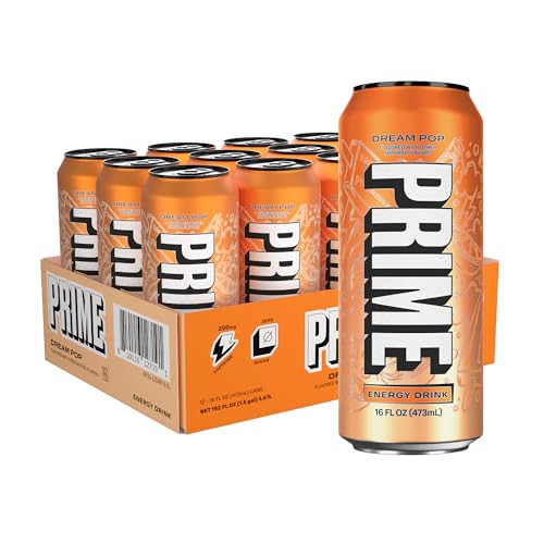 PRIME Energy DREAMPOP, Sugar Free Energy Drink, 200mg Caffeine and 355mg of Electrolytes for Hydration, Low Calorie, Vegan, Gluten Free, 16 Fluid Ounce, 12 Pack