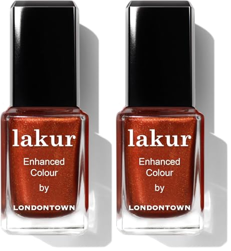 LONDONTOWN Brassy Copper Glossy Nail Polish, Posh Forever lakur, Vegan Chip-Resistant Long-Lasting Nail Lacquer, 0.40 fl oz (Pack of 2)