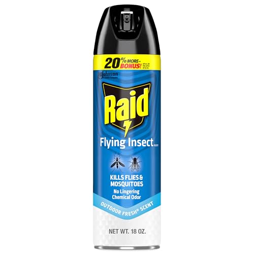 Raid Flying Insect Spray, Outdoor Fresh Scent, Kills Flies, Mosquitoes, and Other Flying Insects on Contact, for Indoor and Outdoor Use, 18oz