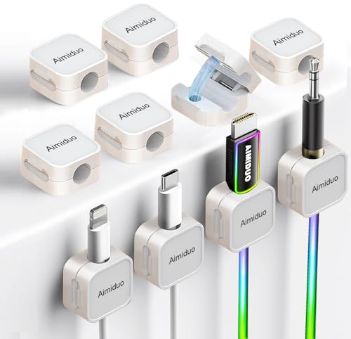 Magnetic Cable Clips Cord Organizer Holder,10-Pack Cable Management Cord Clips,Adhesive Phone Cable Wire Charger Cord Holder For Nightstand Desk Charging Cords Wall Car Desktop Office (10, white)