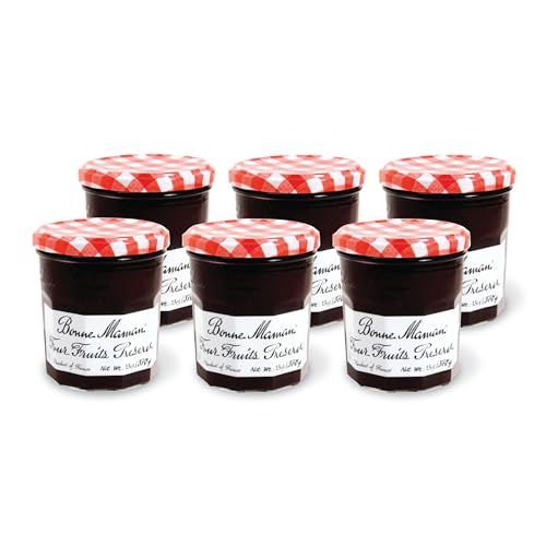 Bonne Maman Four Fruit Preserves, 13 oz Glass Jars (Pack of 6) – Non-GMO, Made with Simple Ingredients