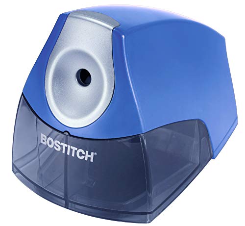 Bostitch Office Electric Pencil Sharpener for Classroom & Desk Use, Heavy-Duty Stall-Free Motor, High-Capacity Shavings Tray, Dark Blue