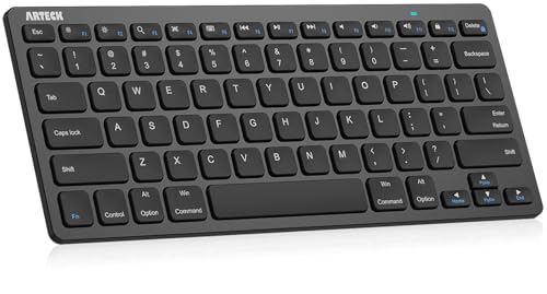 Arteck Ultra-Slim Bluetooth Keyboard Compatible with iPad 10.2-inch/iPad Air/iPad 9.7-inch/iPad Pro/iPad mini, iPhone and Other Bluetooth Enabled Devices Including iOS, Android, Windows, Black
