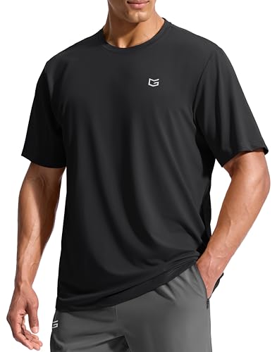 G Gradual Men's Sun Protection Swim Shirt UPF 50+ Rash Guard Short Sleeve Quick Dry Water Hiking Workout Shirts for Men (Black,L)