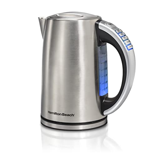 Hamilton Beach 1.7 Liter Temperature Control Electric Kettle, Water Boiler & Heater, Fast Boiling 1500 Watts, BPA Free, Cordless, Auto-Shutoff and Boil-Dry Protection, Stainless Steel (41020R)