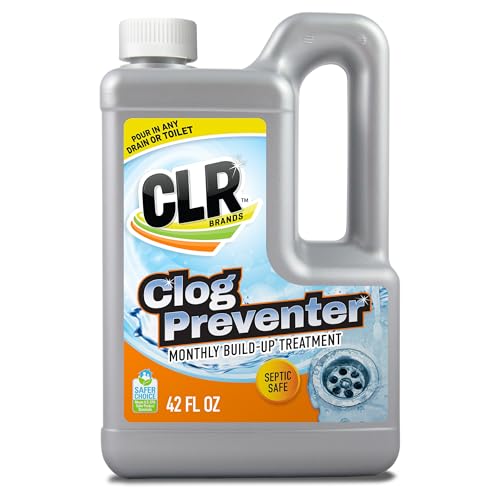 CLR Brands Clog Preventer Monthly Build Up Remover, 42 oz. Bottle, Drain Cleaner, Degrades Oils, Grease, Proteins and Fatty Acids, Safe for All Pipes and Septic Systems