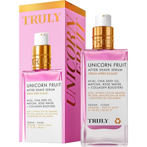 Truly Beauty Unicorn Fruit After Shave Serum | Rejuvenating Ingrown Hair Treatment & Redness Relief | Acai, Matcha & Rose Water | Hydrates, Soothes, & Smooths Skin | Cotton Candy Scent (3.1 fl oz)