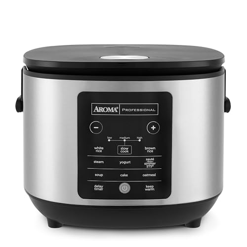 AROMA® 6-Cup (Uncooked)/ 12-Cup (Cooked) Slow Cook Rice Cooker and Brown Rice Cooker with Lift-Out Pot Handles and Silicone Storage Lid, PFAS-Free Ceramic Coating